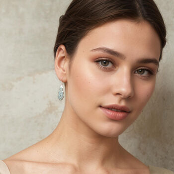 Silver Victorian Floral Turquoise Drop Earrings, 2 of 8