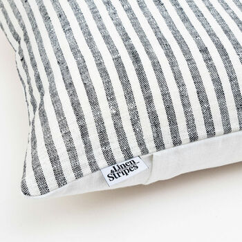 Black And Cream Stripe Linen Cushion Cover, 2 of 7