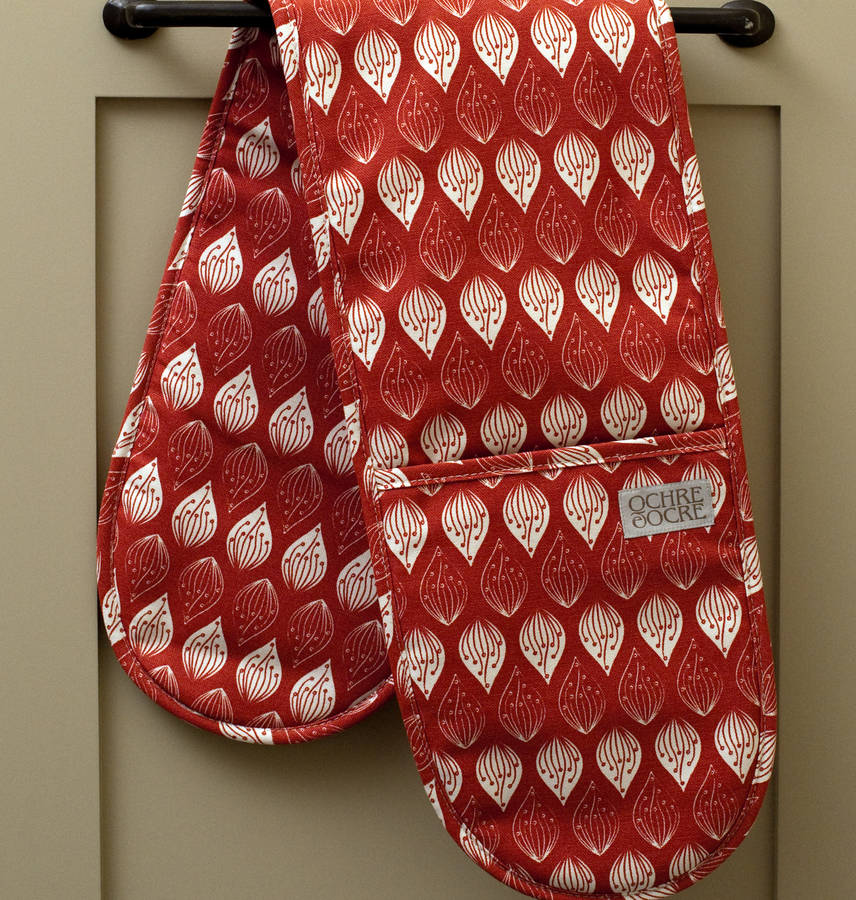 Isabella Red Double Oven Gloves, 1 of 2