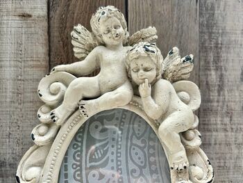 Angel 5x3.5 Inch Oval Photo Frame Distressed Off White Gift, 7 of 10