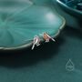 Sterling Silver Crystal Robin Bird Stud Earrings, thumbnail 3 of 12
