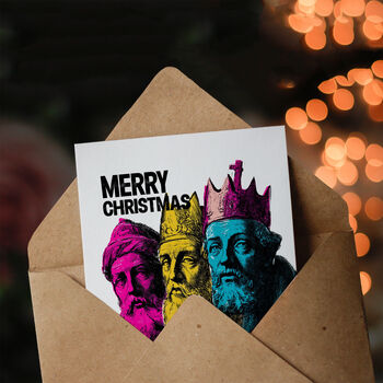 Three Wise Men Magi Kings Cmyk Pop Art Style Christmas Card, 3 of 6