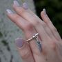 Sterling Silver Ball Bead Ring With Feather, thumbnail 1 of 7