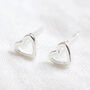 Tiny Sterling Silver Heart Outline Stud Earrings, thumbnail 2 of 2
