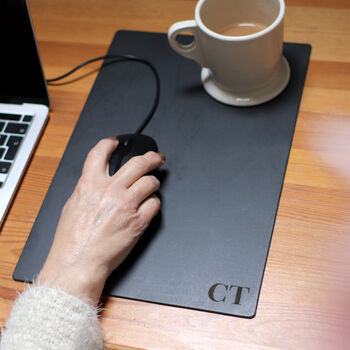 Personalised Initials Vintage Leather Mouse Pad Christmas Gift For Him Or Her, 2 of 12