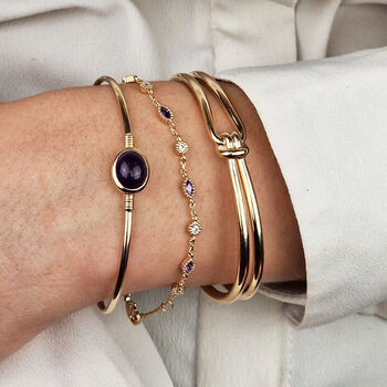 Gold Vermeil Plated Amethyst And White Topaz Bracelet, 3 of 8
