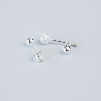 Sterling Silver Rope Knot Design Screw Back Stud Earrings, 2 of 4