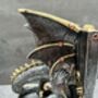 Pair Of Steampunk Dragon Bookends – Silver And Gold Retro, thumbnail 7 of 12