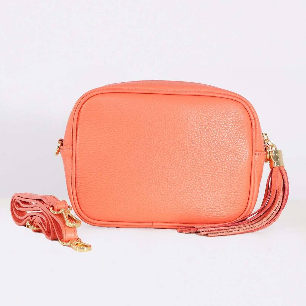 Coral Leather Crossbody Camera Bag By Sadler Jones