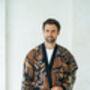Navy Men's Full Length Batik Kimono Robe, thumbnail 1 of 6