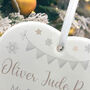 My First Christmas Baby Garland Ceramic Heart Hanging Decoration Bauble+ Gift Box, thumbnail 4 of 7