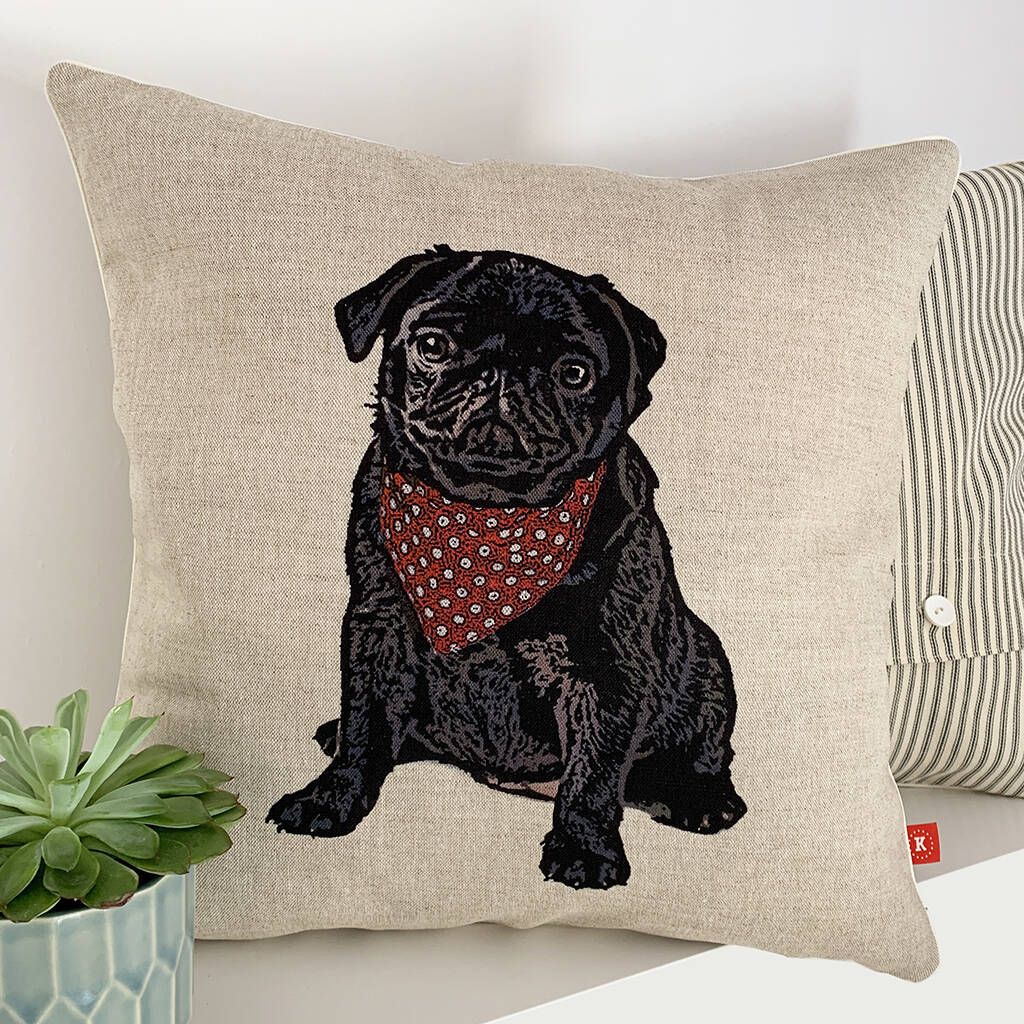 black pug cushion