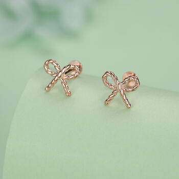 Sterling Silver Bow Stud Earrings 16 G Flat Back Labret, 5 of 10