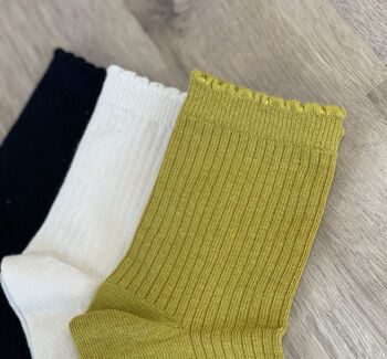 Pack Of Three Frilled Cuff Solesmith Socks, 6 of 10