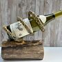 Teak Driftwood Metal Rope Wine Bottle Holder Freestanding – Single Bottle Tilt, thumbnail 1 of 9