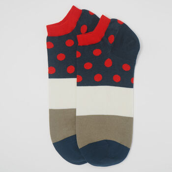 Oxford Orange And Mayfair Scarlet Men's Trainer Socks, 5 of 6