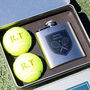 Personalised Tennis Shield Tin With Hip Flask Gift For Him, thumbnail 2 of 8