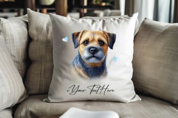 Personalised Border Terrier Hearts Cushion Cover Gift B, 2 of 2