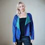 Kantha Handstitched Blue Silk Jacket, thumbnail 1 of 5