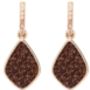 18k Rose Gold Plated Coffee Druzy Crystal Drop Earrings, thumbnail 3 of 4