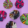 Two African Print Scrunchies | Pink Omolara Print, thumbnail 4 of 6