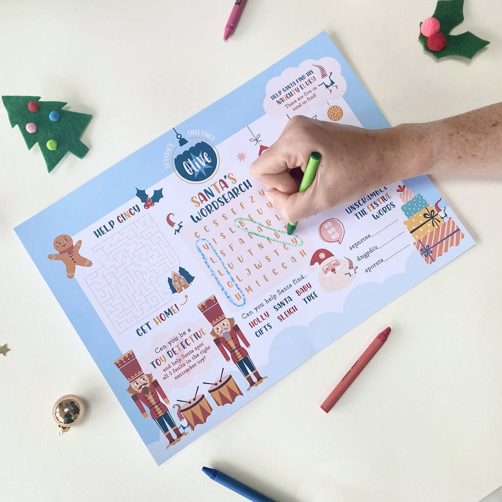 Personalised Christmas Activity Place Mat, 1 of 7