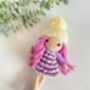 Handmade Pink Hair Crochet Doll With A Hat, thumbnail 2 of 12