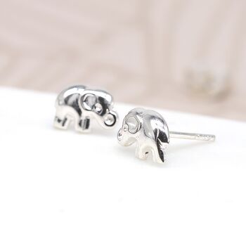 Sterling Silver Elephant Stud Earrings, 4 of 11