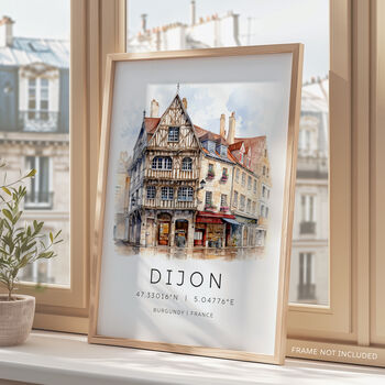 Dijon France Travel Poster With Map Coordinates, 4 of 7