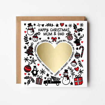 Surprise Scratch Reveal Personalised Christmas Card White, 2 of 3