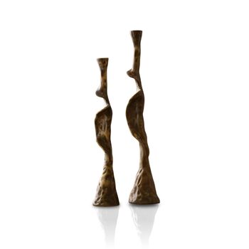 Handmade Black Brass Spiral Candle Holder Set, 6 of 12
