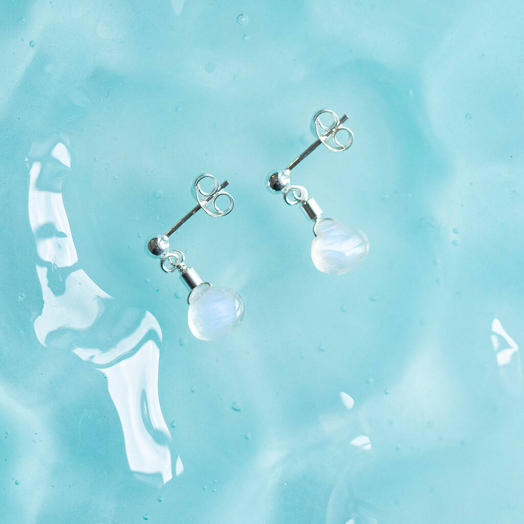 Moonstone Drop Stud Earrings Second Light Collection, 1 of 4