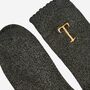 Women's Glitter Socks Black Gold Initial 'T', thumbnail 4 of 5