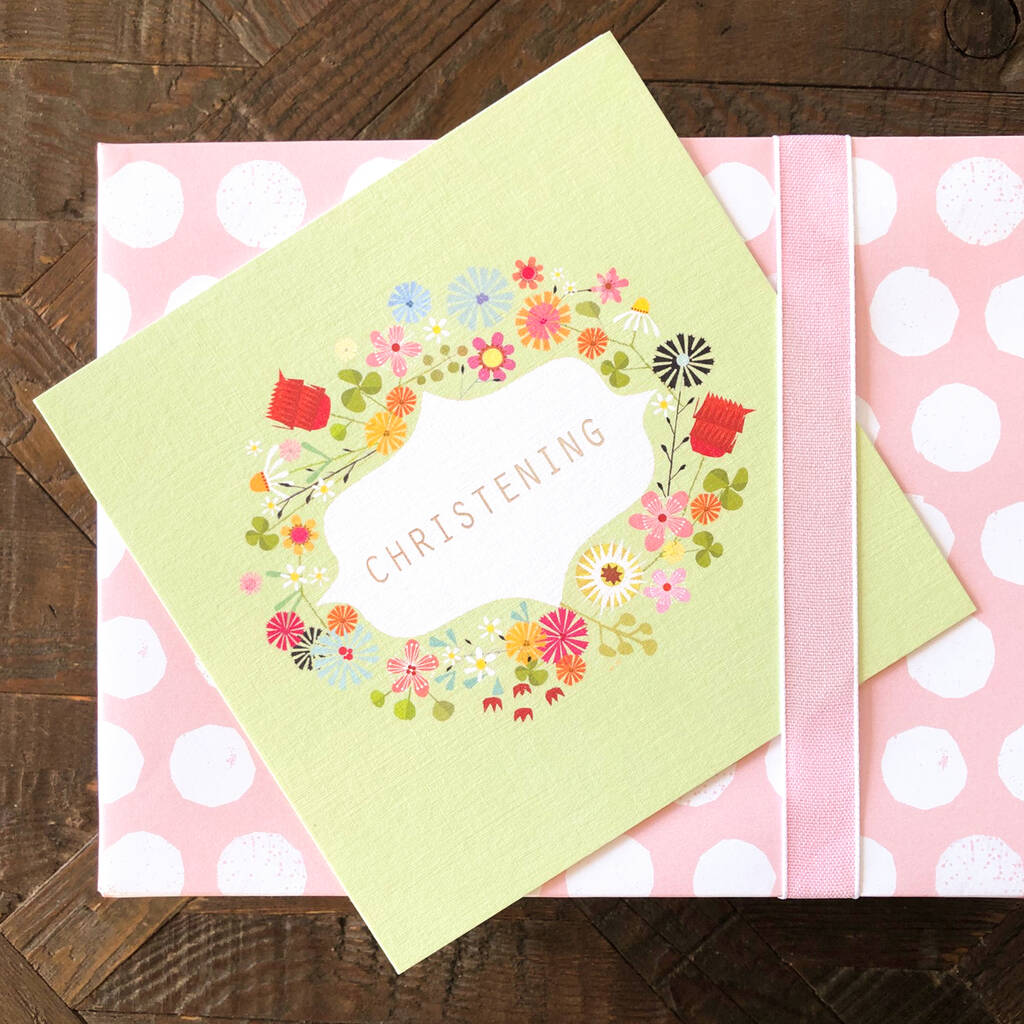 Floral Christening Greetings Card, 1 of 5