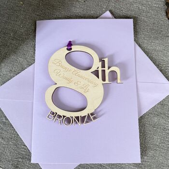 Personalised Bronze 8th Wedding Meaning Anniversary Card, 11 of 11