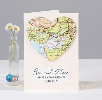 Personalised Map Location Heart Wedding Engagement Card, 10 of 12