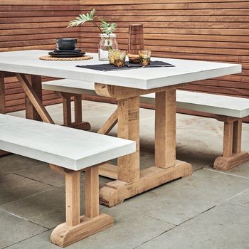 Concrete And Oak Outdoor Dining Table By Rust Collections ...