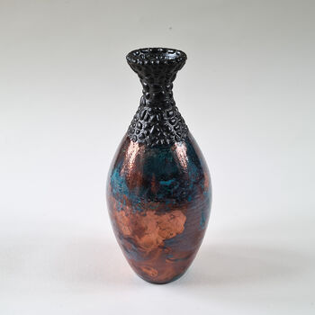 Hand Crafted Copper Turquoise Raku Bottle, 3 of 8