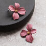 Dusky Pink Hand Painted Flower Shaped Stud Earrings, thumbnail 1 of 3