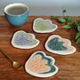 Tulip Flower Shaped Ceramic Coasters In Orange And Green, thumbnail 4 of 6