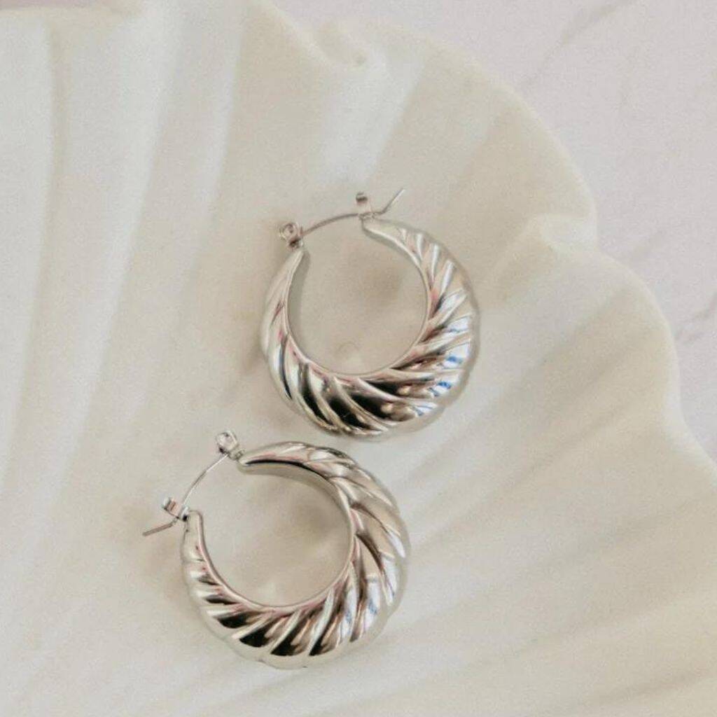 Kylie Twisted Chunky Silver Hoop Earrings By Ajouter Store ...