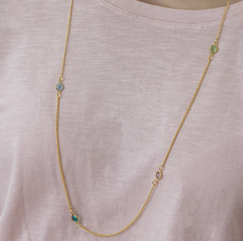 Gold Plated Long Family Birthstone Necklace, 6 of 10