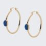 18k Gold Plated Blue Druzy Crystal Large Hoops, thumbnail 2 of 4