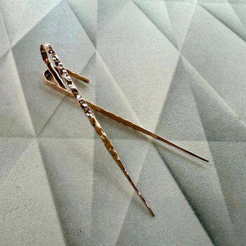 Sterling Silver Hammered Bar Ear Cuff Earrings, 3 of 7
