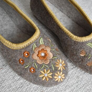 Wool Ballerina Slippers Oak Brown, 3 of 3