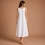 Womens White Sleeveless Cotton Embroidered Nightdress Lizzie, thumbnail 5 of 8