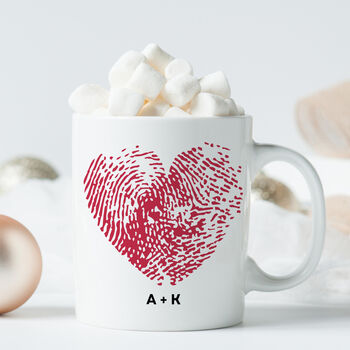 Personalised Valentine’s Day Heart Fingerprint Mug With Initials, 8 of 8