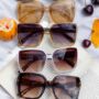 Tortoise Shell Square Designer Monogram Sunglasses, thumbnail 3 of 3