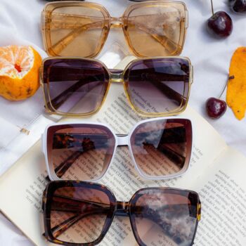Tortoise Shell Square Designer Monogram Sunglasses, 3 of 3