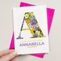 Personalised Vintage Floral Initial Birthday Card, thumbnail 1 of 2